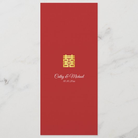 Roze rode achtergrond Chinese bruiloft Menu (Achterkant)