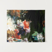 ROZE RODE ANEMONEN WITTE BLOEMEN,VLINDER IN ZWART WANDKLEED (Voorkant (horizontaal))