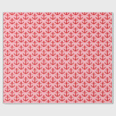 Roze, rode ankerspatroon cadeaupapier (Vlak)