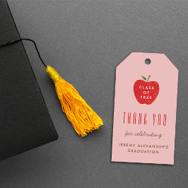 Roze Rode Appel Afstudeerfeest Favor Gift Tag Cadeaulabel
