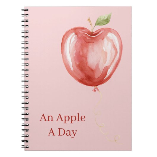 Roze Rode Appel Ballon Notitieboek (Voorkant)