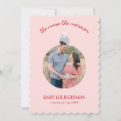 Roze & Rode Baby op Komst Zwangerschap Kerstmis Feestdagenkaart (Voorkant)