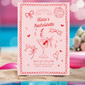 Roze Rode Bachelorette Cocktail Party Bachelorette Kaart