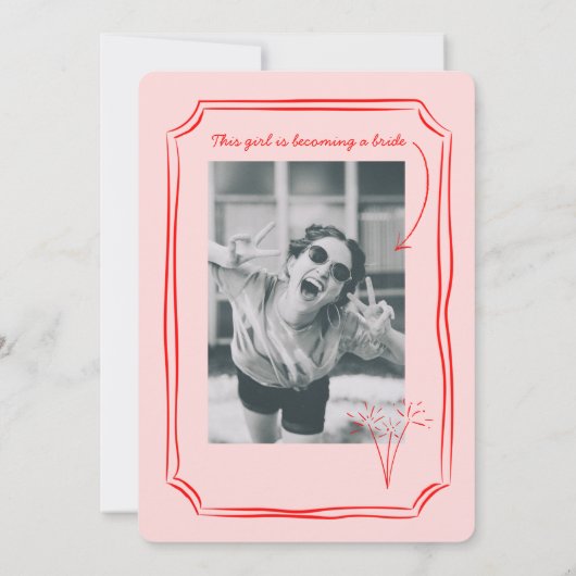 Roze Rode Bachelorette Vrijgezellenfeest Kaart (Achterkant)