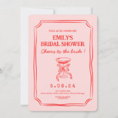 Roze Rode Bachelorette Vrijgezellenfeest Kaart (Voorkant)