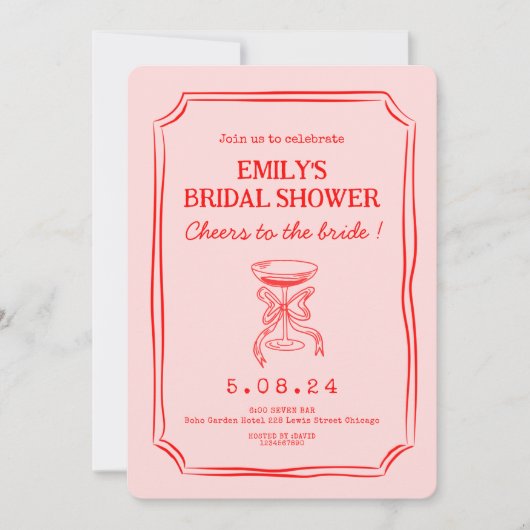 Roze Rode Bachelorette Vrijgezellenfeest Kaart (Voorkant)