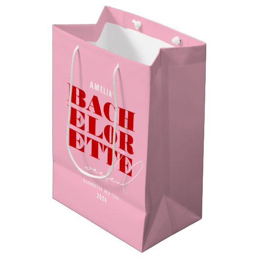 Roze & Rode Bachelorette-weekend met een knal Medium Cadeauzakje (Voorkant Gekanteld)