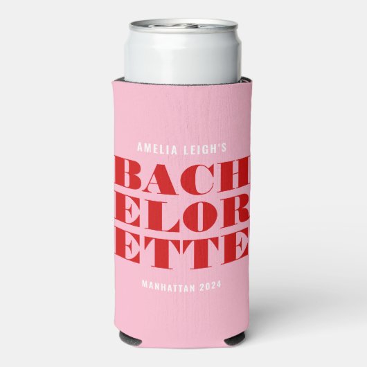 Roze & Rode Bachelorette-weekend met een knal Seltzer Blikjeskoeler (Seltzer Achterkant)