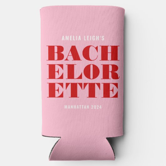 Roze & Rode Bachelorette-weekend met een knal Seltzer Blikjeskoeler (Achterkant)