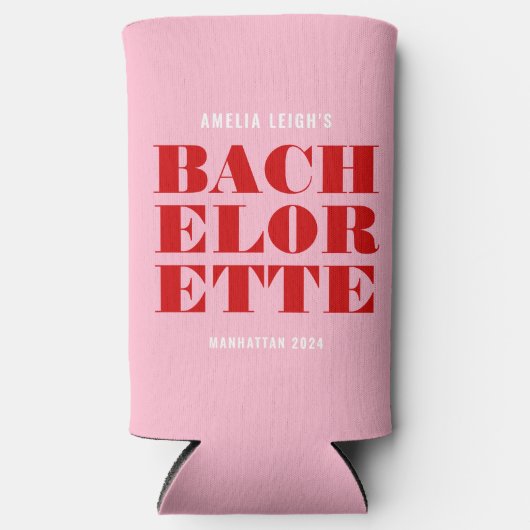 Roze & Rode Bachelorette-weekend met een knal Seltzer Blikjeskoeler (Voorkant)