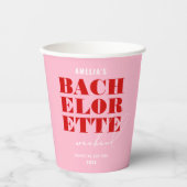 Roze & Rode Bachelorette-weekend met knal Papieren Bekers (Voorkant)