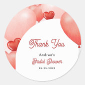 Roze rode ballonnen valentijnsdag bruidsfeest ronde sticker (Voorkant)