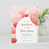 Roze Rode Ballonnen Valentijnsdag Vrijgezellenfees Kaart (Staand voorkant)