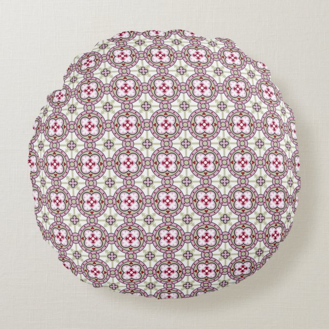  roze rode Barcelona Tile-band Rond Kussen (Voorkant)