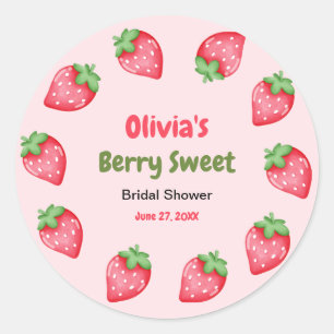 Roze & Rode Bes Zoete Aardbei Bruiloft Ronde Sticker