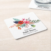 Roze rode blauwe brede bouquetzomerbloemen kartonnen onderzetters (Schuin)