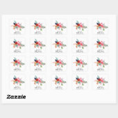Roze rode blauwe brede bouquetzomerbloemen vierkante sticker (Vel)