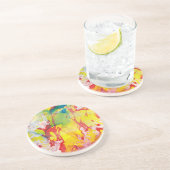 Roze rode, blauwe, groene marmer Abstract Zandsteen Onderzetter (Zijkant)