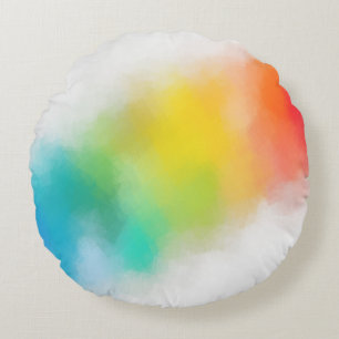 Roze rode blauwe Paarse gele groene regenboog Rond Kussen