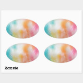 Roze, rode, blauwe Sjabloon Rendy Abstracte kunst Ovale Sticker (Vel)