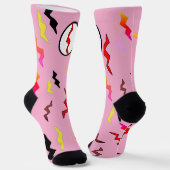 Roze rode bliksemschicht Halloween Sokken (Gebogen)