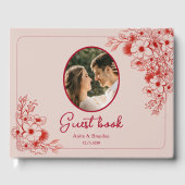 Roze Rode Bloem Foto Bruiloft Gastenboek (Voorkant)