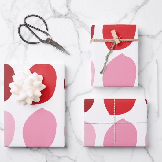Roze Rode Bloemblaadjes Inpakpapier Vel (Voorkant)