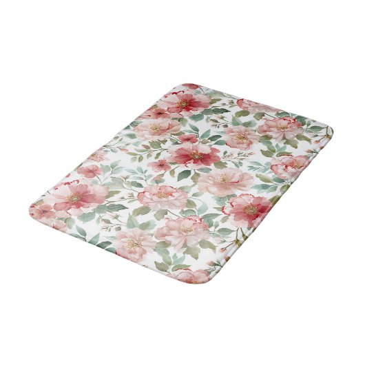 Roze Rode Bloemen Badmat (Gekanteld)