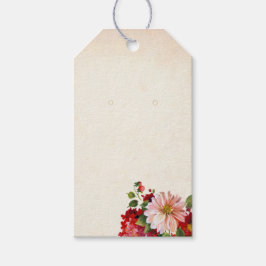 Roze & Rode Bloemen Custom Sieraden Display Hang L Cadeaulabel