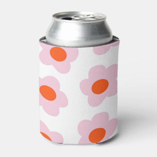Roze Rode Bloemen Elegante Retro Bloemen Drink Blikjeskoeler (Blikje Voorkant)