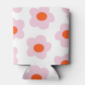 Roze Rode Bloemen Elegante Retro Bloemen Drink Blikjeskoeler (Achterkant)