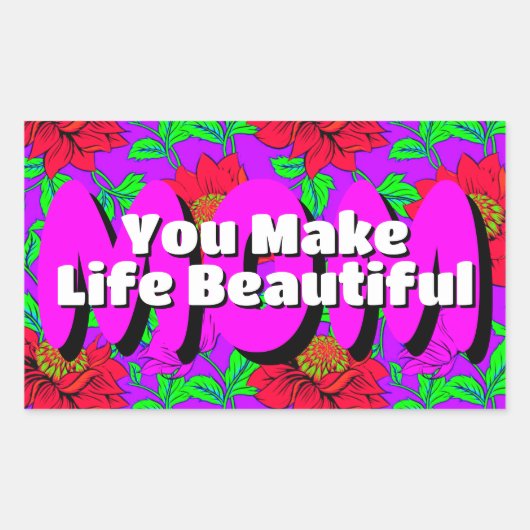 Roze rode bloemen | Elegante Stickers voor Happy M (Voorkant)