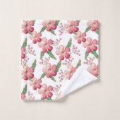 Roze rode bloemen en rode bessen groene bladeren bad handdoek (Wasdoekje)
