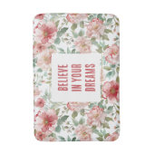 Roze Rode Bloemen Geloof in Dromen Badmat (Voorkant Verticaal)