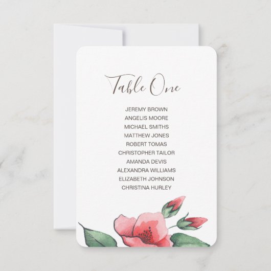 Roze rode bloemen groene bruiloft zithoek. kaart (Achterkant)