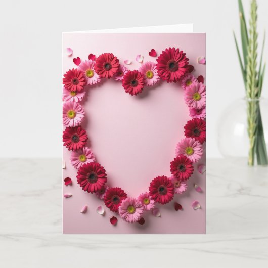 Roze Rode Bloemen Hart Kaart (Voorkant)