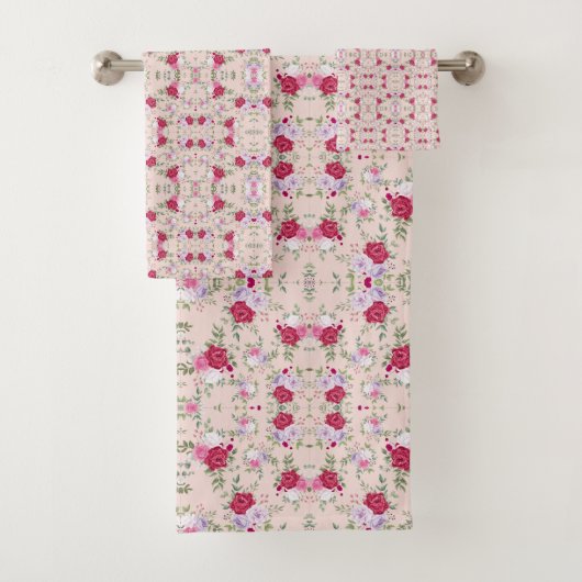Roze rode bloemen Kunstkunst Bad Handdoek (Insitu)