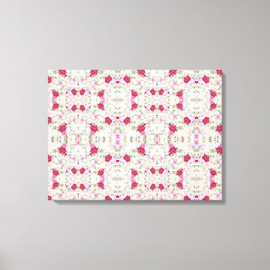 Roze rode bloemen Kunstkunst Canvas Afdruk (Voorkant)