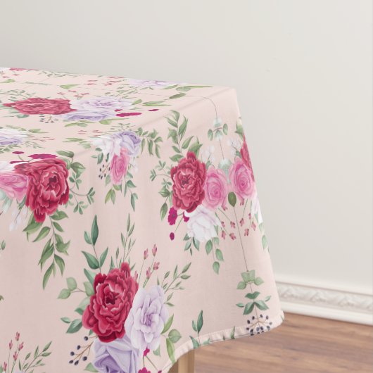 Roze rode bloemen Kunstkunst Tafelkleed (Voorbeeld)