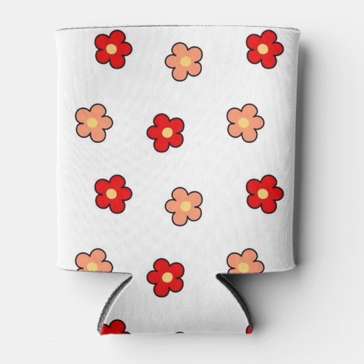 Roze Rode Bloemen Levendige Botanische Lente & Zom Blikjeskoeler (Voorkant)