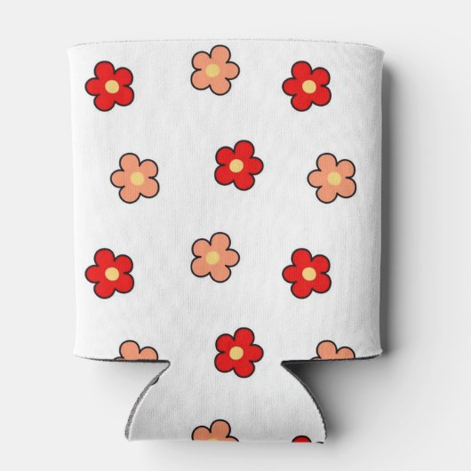 Roze Rode Bloemen Levendige Botanische Lente & Zom Blikjeskoeler (Achterkant)