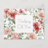 Roze Rode Bloemen Mint Briefkaart (Voorkant)