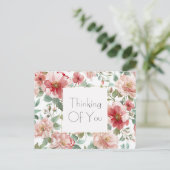Roze Rode Bloemen Mint Briefkaart (Staand voorkant)