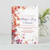 Roze & Rode Bloemen Moederdag Brunch Uitnodiging (Staand voorkant)