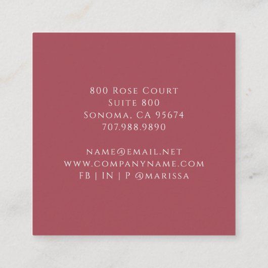 Roze rode bloemen monogram Visitekaartje (Achterkant)