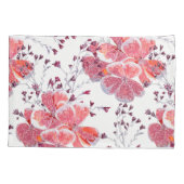 Roze rode bloemen op wit. kussensloop (Achterkant)