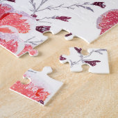 Roze rode bloemen op wit. legpuzzel (Zijkant)