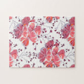 Roze rode bloemen op wit. legpuzzel (Horizontaal)