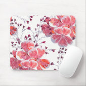 Roze rode bloemen op wit. muismat (Met muis)