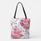Roze rode bloemen op wit. tote bag (Achterkant)